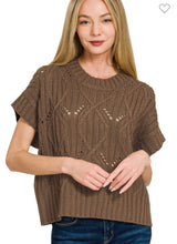 Load image into Gallery viewer, Brown sweater knit short sleeve top
