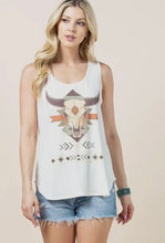 Load image into Gallery viewer, Cream with brown &amp; rust Aztec steerhead tank top
