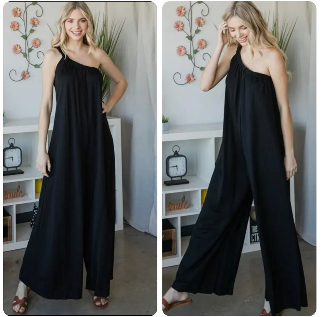 Black 1 shoulder Jumpsuit
