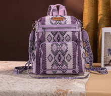 Load image into Gallery viewer, *PreOrder* Wrangler Lavender &amp; Purple Aztec backpack/crossbody can be worn both ways straps are removable
