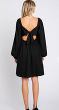 Load image into Gallery viewer, Black long sleeve dress with tie back

