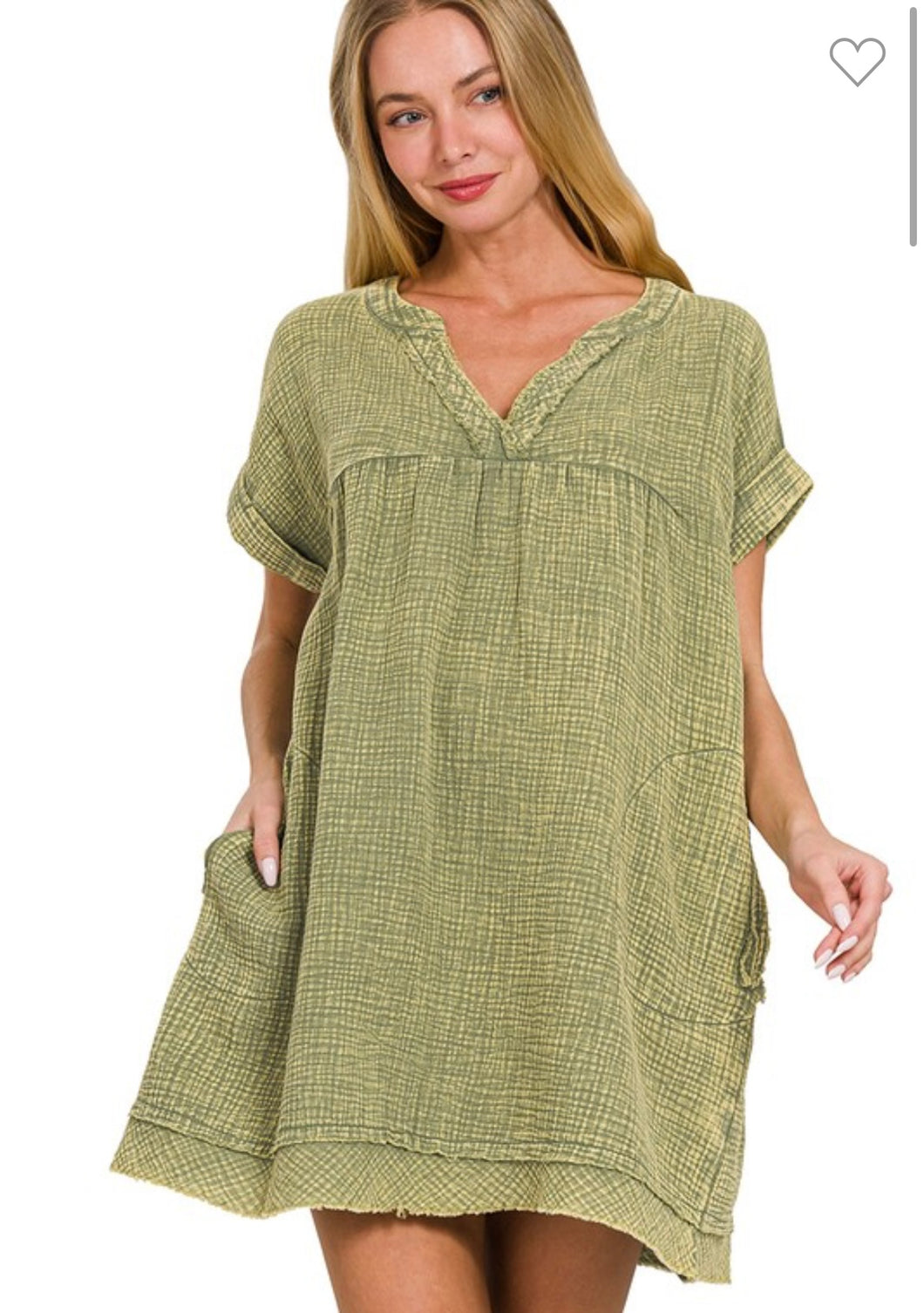 Olive green acid wash t-shirt dress
