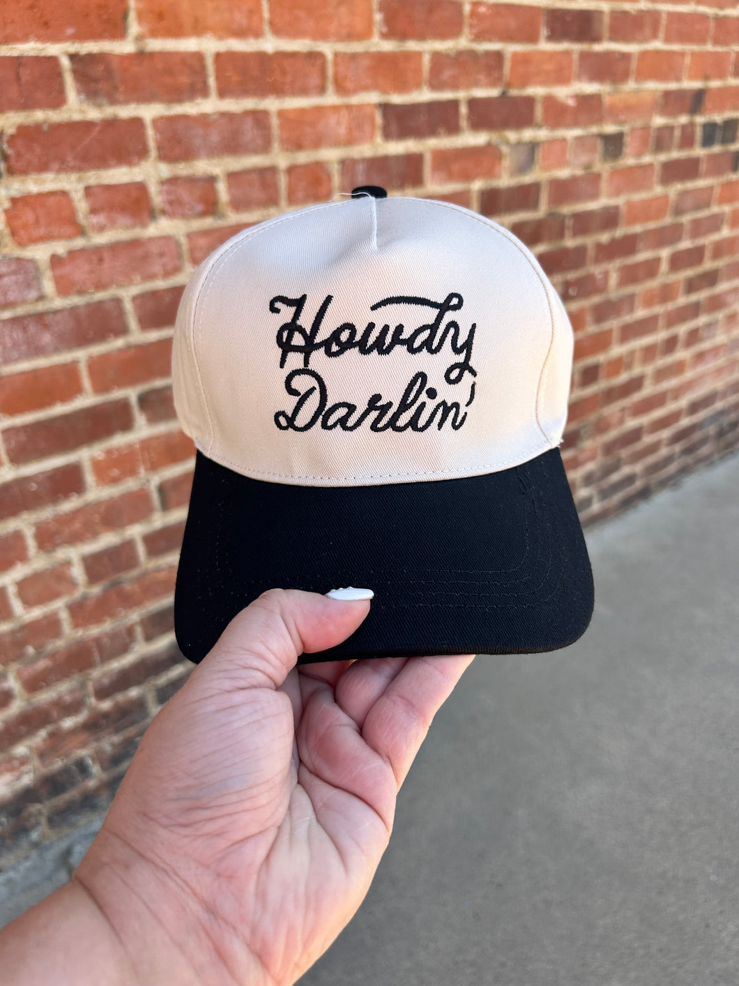 Ivory & Black Howdy Darlin embroidered hat