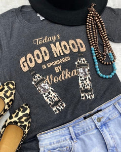 Charcoal & cheetah good mood is sponsored by vodka t-shirt