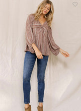 Load image into Gallery viewer, Mocha &amp; cream floral long sleeve top
