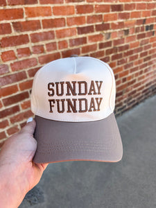 Ivory & mocha Sunday Funday embroidered hat