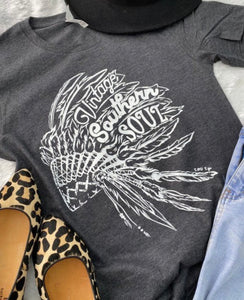 Charcoal & white Indian vintage southern soul t-shirt