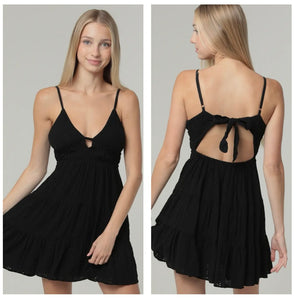 Black eyelet tank dress