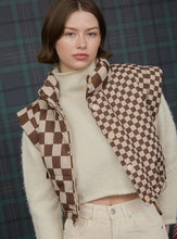 Load image into Gallery viewer, Mocha &amp; Brown checkered puffer vest

