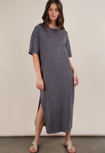 Load image into Gallery viewer, Grey acid wash maxi t-shirt dress
