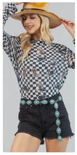 Load image into Gallery viewer, Black &amp; white checkered mesh with boots
