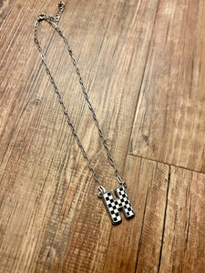 Checkered Initial Necklaces