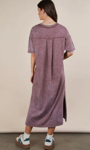 Eggplant acid wash t-shirt maxi dress