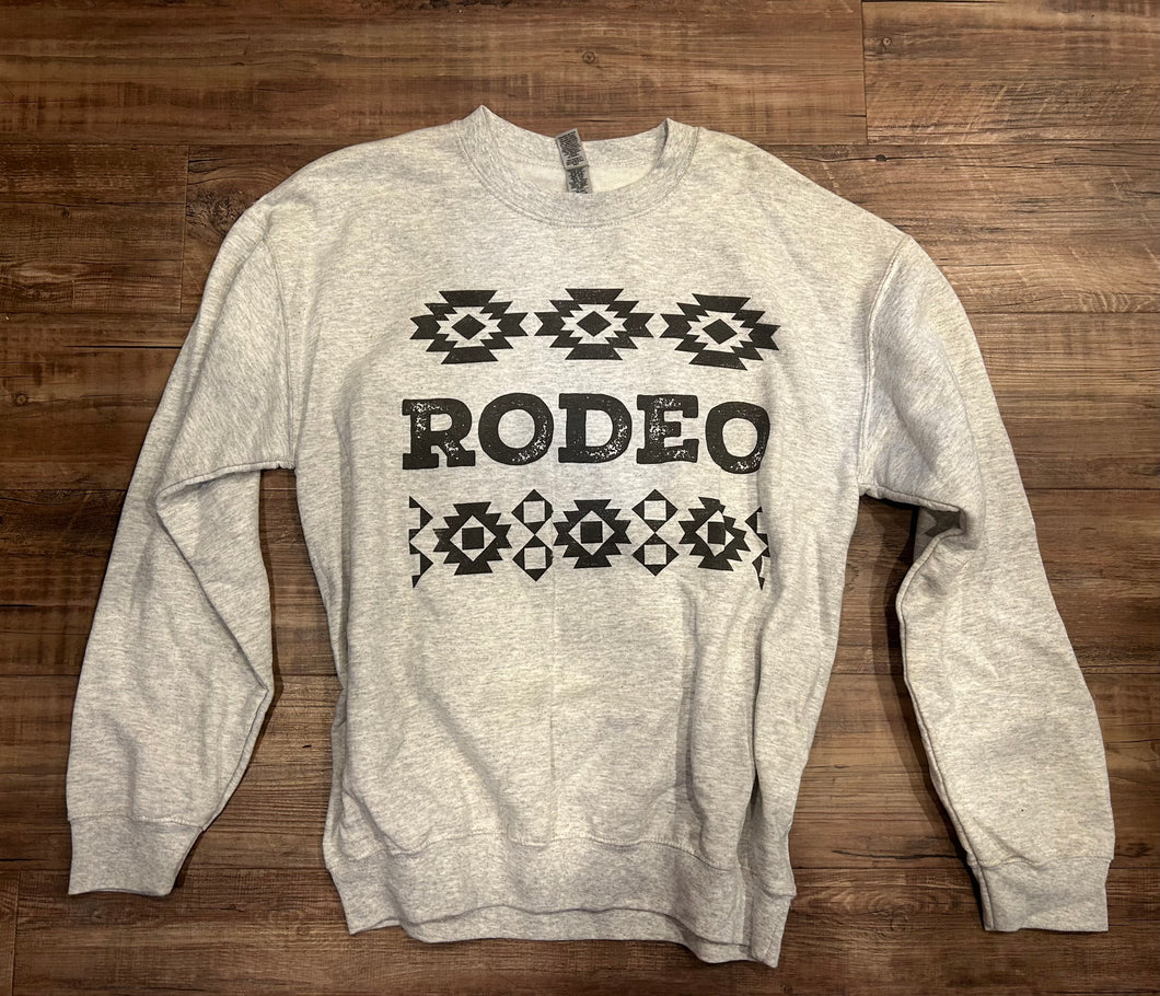 Heather grey Aztec rodeo crewneck