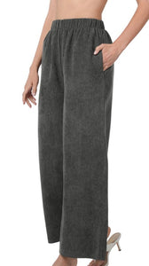Dark grey corduroy palazzo pants with pockets