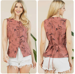 Mauve western horse vest