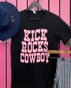Black & pink kick rocks cowboy t-shirt