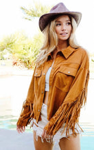 Load image into Gallery viewer, Saddle brown fringe suede western jacket
