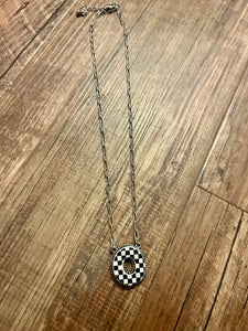 Checkered Initial Necklaces