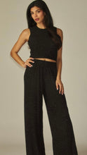 Load image into Gallery viewer, Black with bling accent ribbed 2pc set
