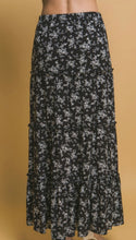 Load image into Gallery viewer, Black and white ditzy floral maxi skirt
