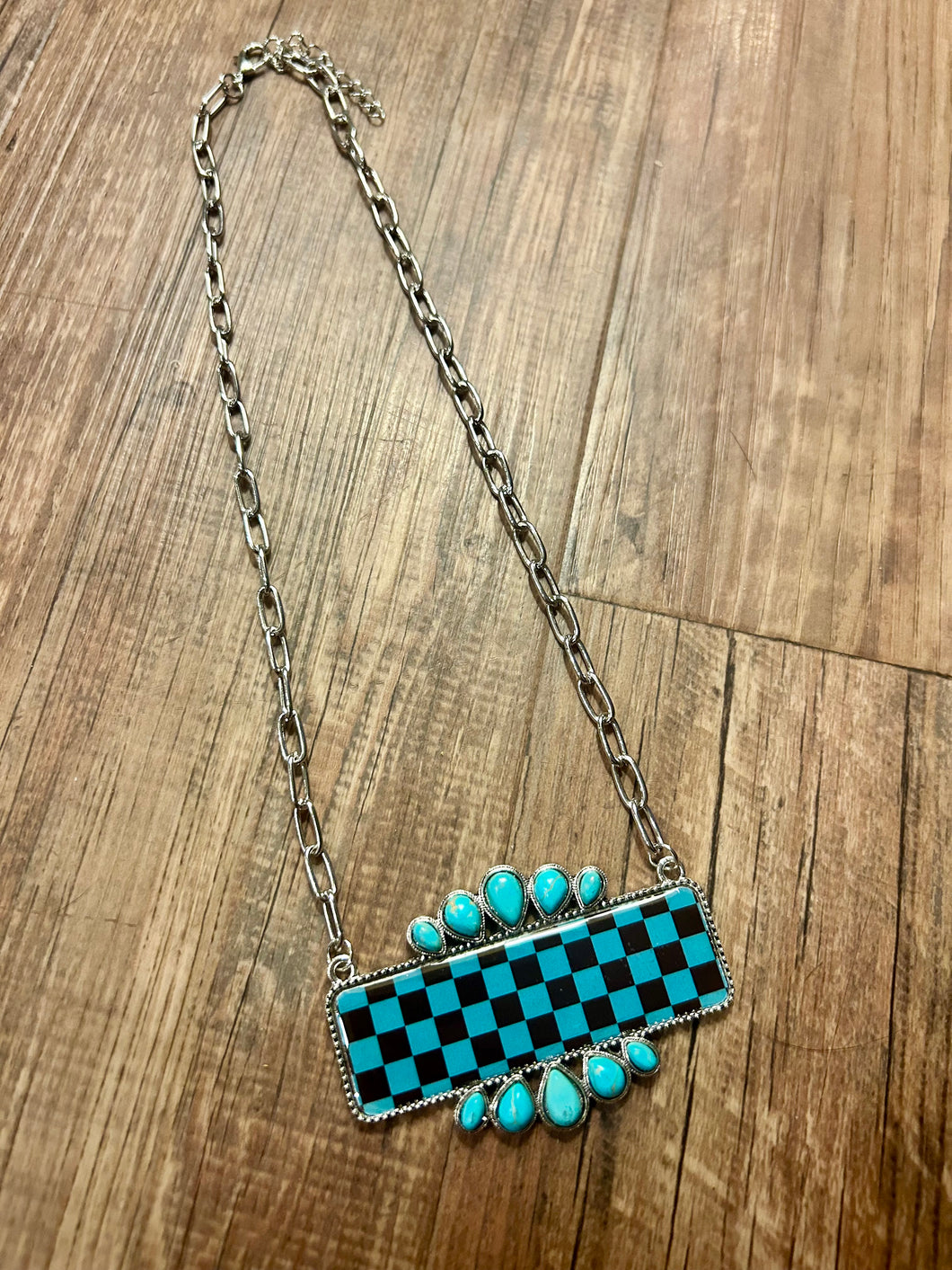 Teal checkered bar