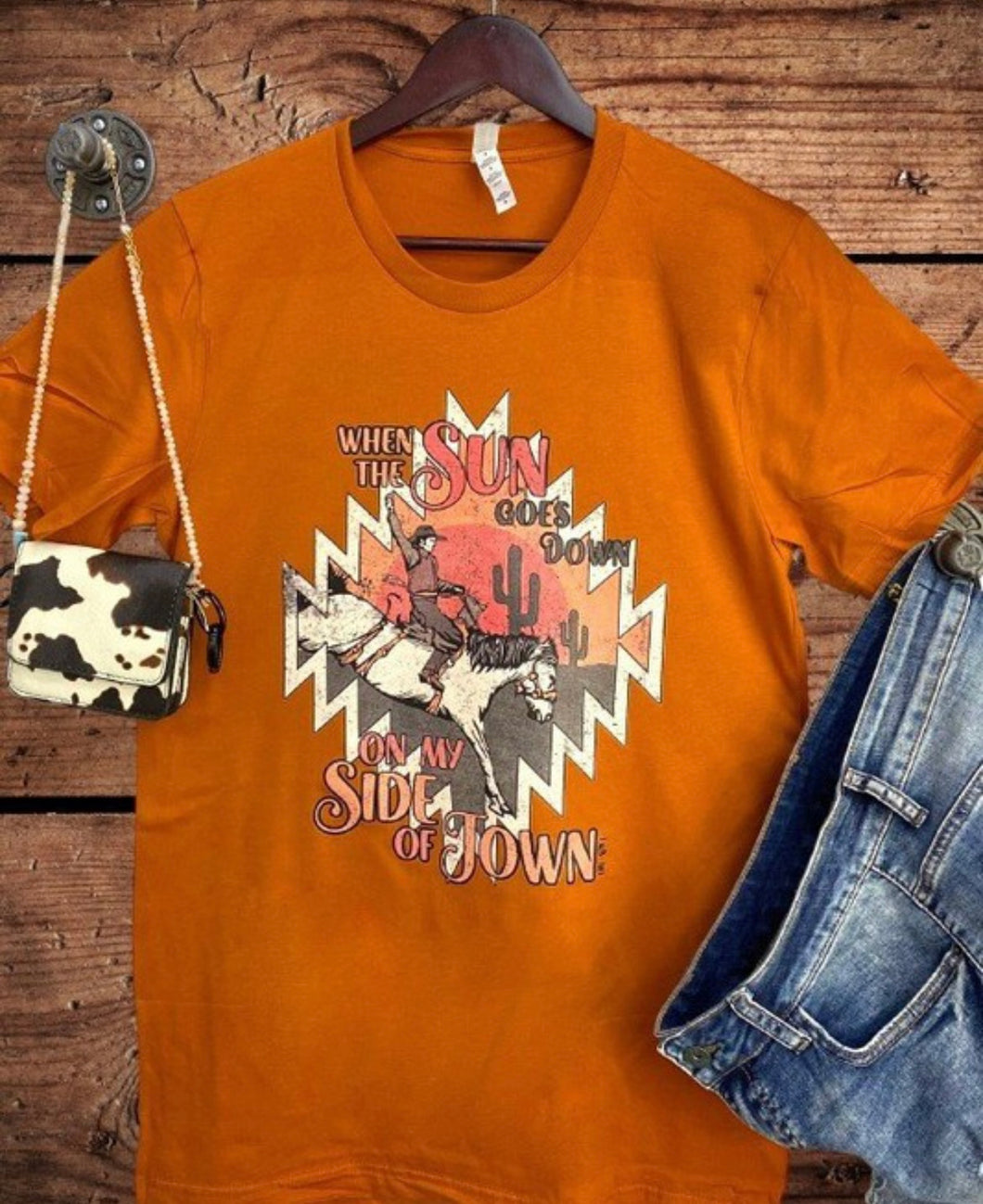 Rust Aztec bucking horse t-shirt