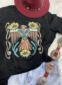 Black sunflower thunderbird t-shirt