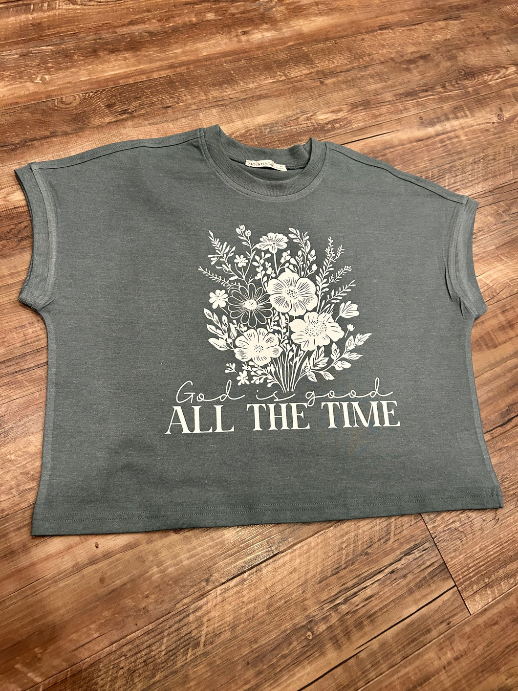 Ash Jade “God is good all the time” floral t-shirt