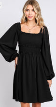 Load image into Gallery viewer, Black long sleeve dress with tie back
