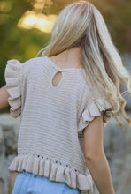 Load image into Gallery viewer, Cream short sleeve ruffle edge sweater top
