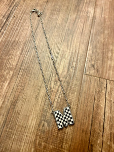 Checkered Initial Necklaces