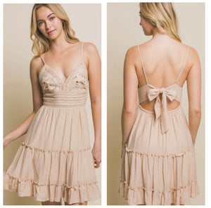 Taupe bralette knee length dress