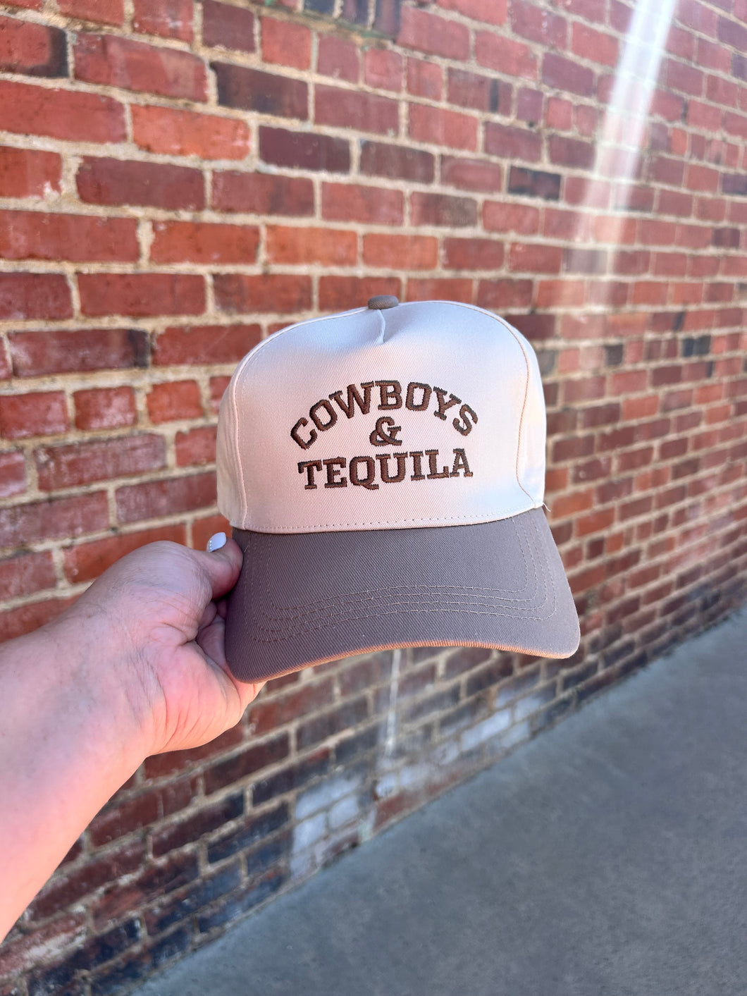 Ivory & Mocha Cowboys & Tequila embroidered hat