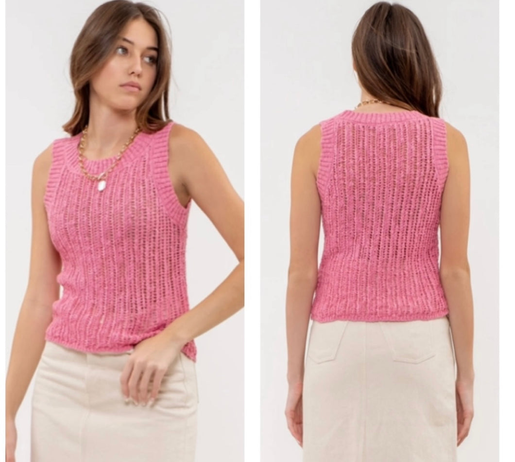 Pink knit sweater tank