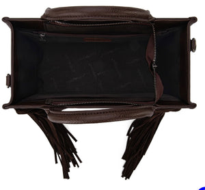 Coffee & cream tooled fringe purse by Trinity Ranch