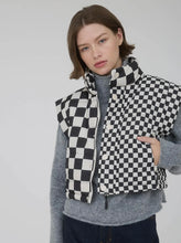 Load image into Gallery viewer, Black &amp; white checkered puffer vest
