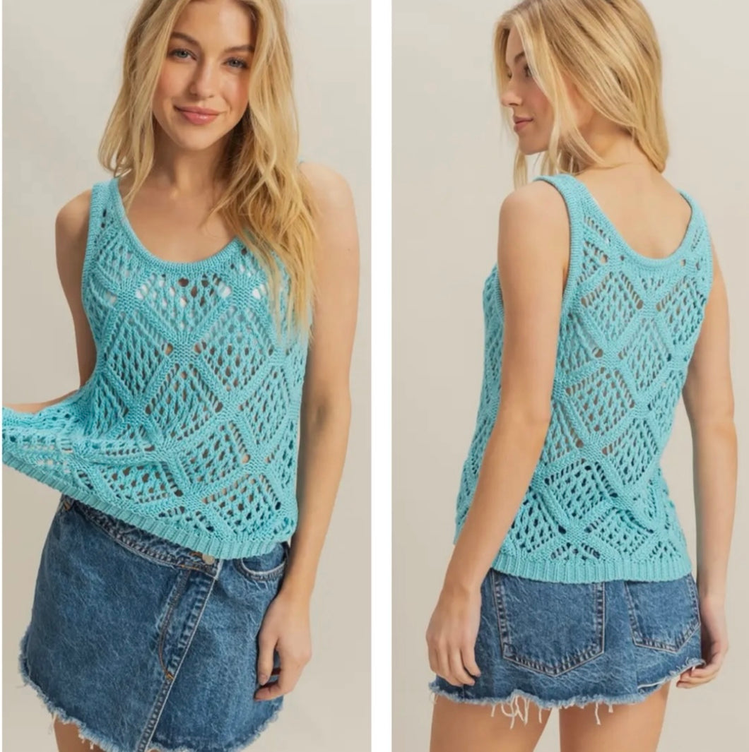 Teal knit sweater tank