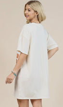 Load image into Gallery viewer, Cream Giddy Up Rust &amp; Teal bucking horse t-shirt dress

