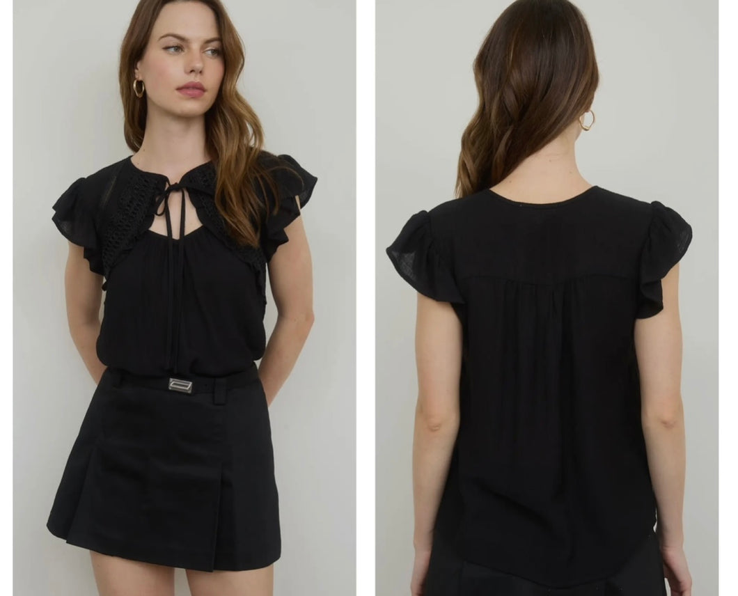 Black cut out front with crotchet accent