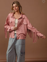 Load image into Gallery viewer, Pink suede fringe western jacket
