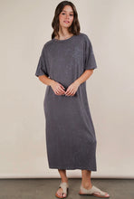 Load image into Gallery viewer, Grey acid wash maxi t-shirt dress
