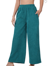 Load image into Gallery viewer, Teal corduroy palazzo pants with pockets

