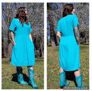 Teal short sleeve dress