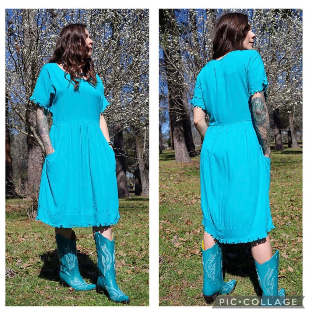 Teal short sleeve dress