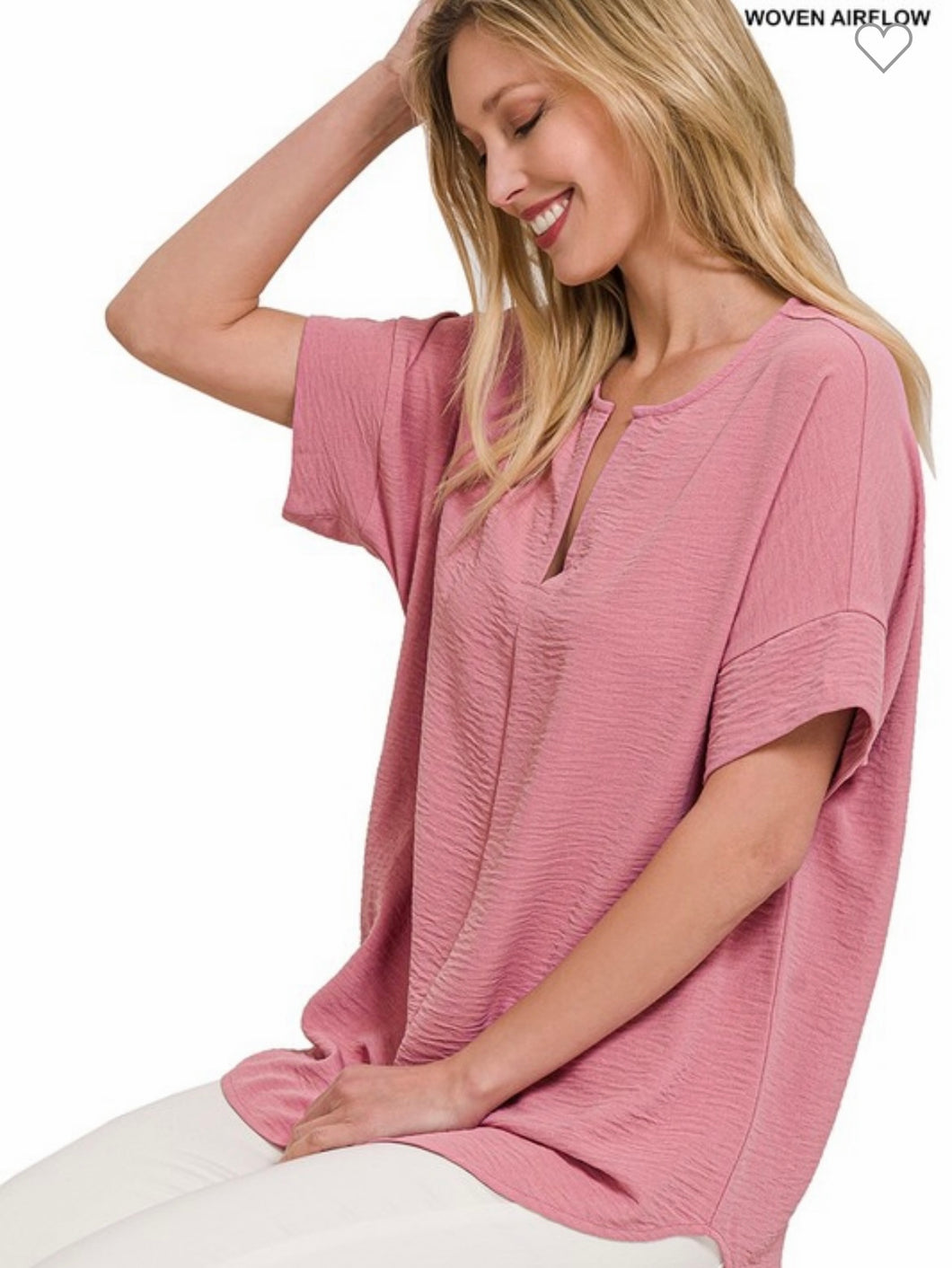 Mauve v neck short sleeve