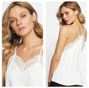 White lace trim tank top