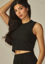 Load image into Gallery viewer, Black with bling accent ribbed 2pc set
