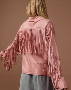 Pink suede fringe western jacket