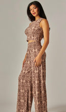 Load image into Gallery viewer, Mocha &amp; brown ribbed medallion 2pc pant set

